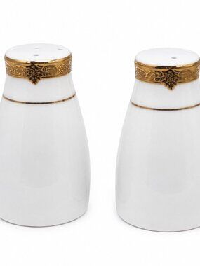 Pegasus Classic White and Gold Ceramic Shakers